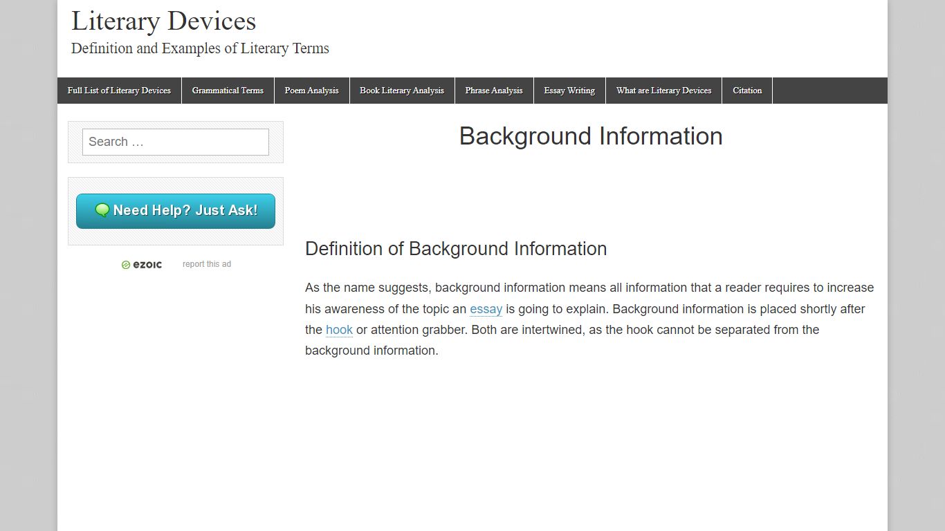 Examples and Definition of Background Information - Literary Devices